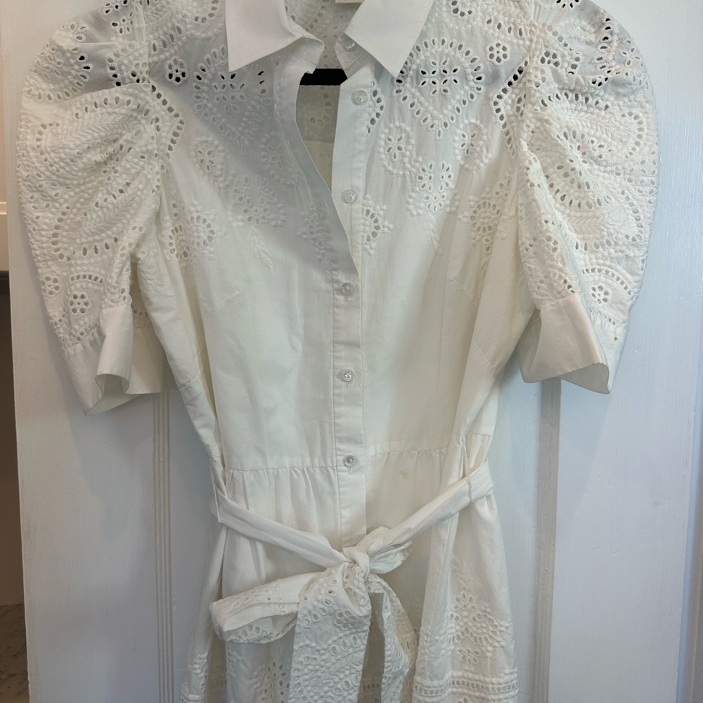 Shoshanna Blakely Eyelet White Dress Sz 6 - Picture 3 of 13